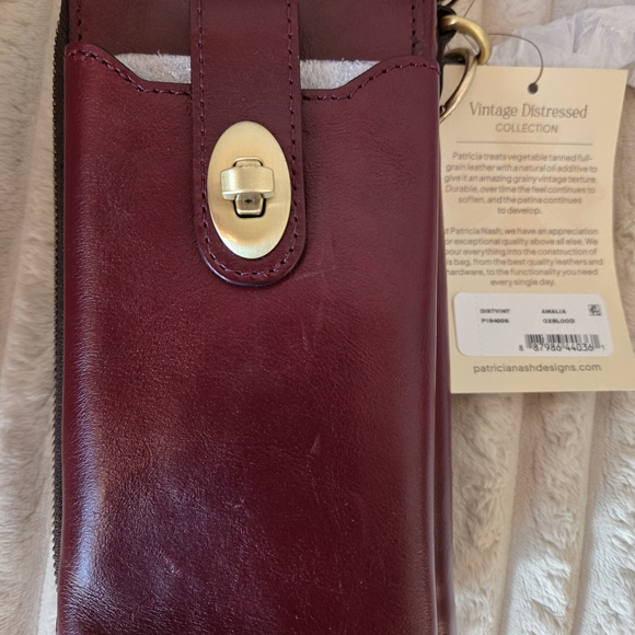 Patricia Nash Burgundy Crossbody Phone Bag with Gold Hardware - Picture 3 of 16